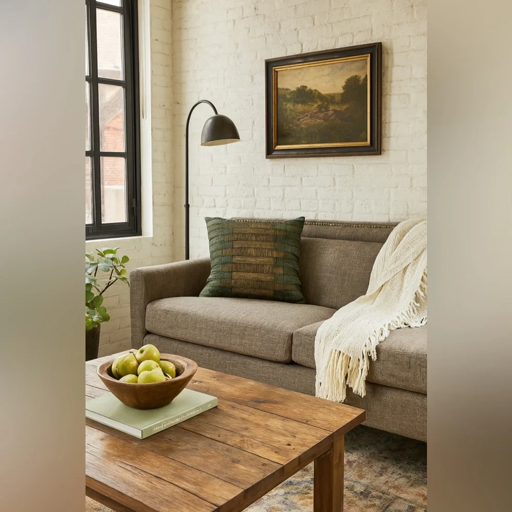 Magnolia Home by Joanna Gaines for Loloi Green Woven Pillow